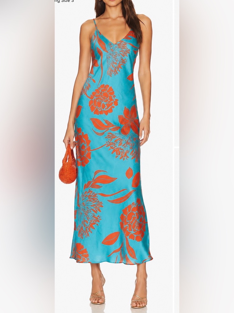 Tropical Floral Slip Maxi Dress – Turquoise & Coral - Picture 7 of 8